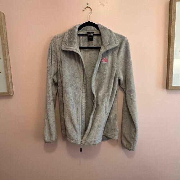 The North Face Jacket Womens Small Fleece Osito Full Zip Gray Pink Ribbon - Picture 7 of 12